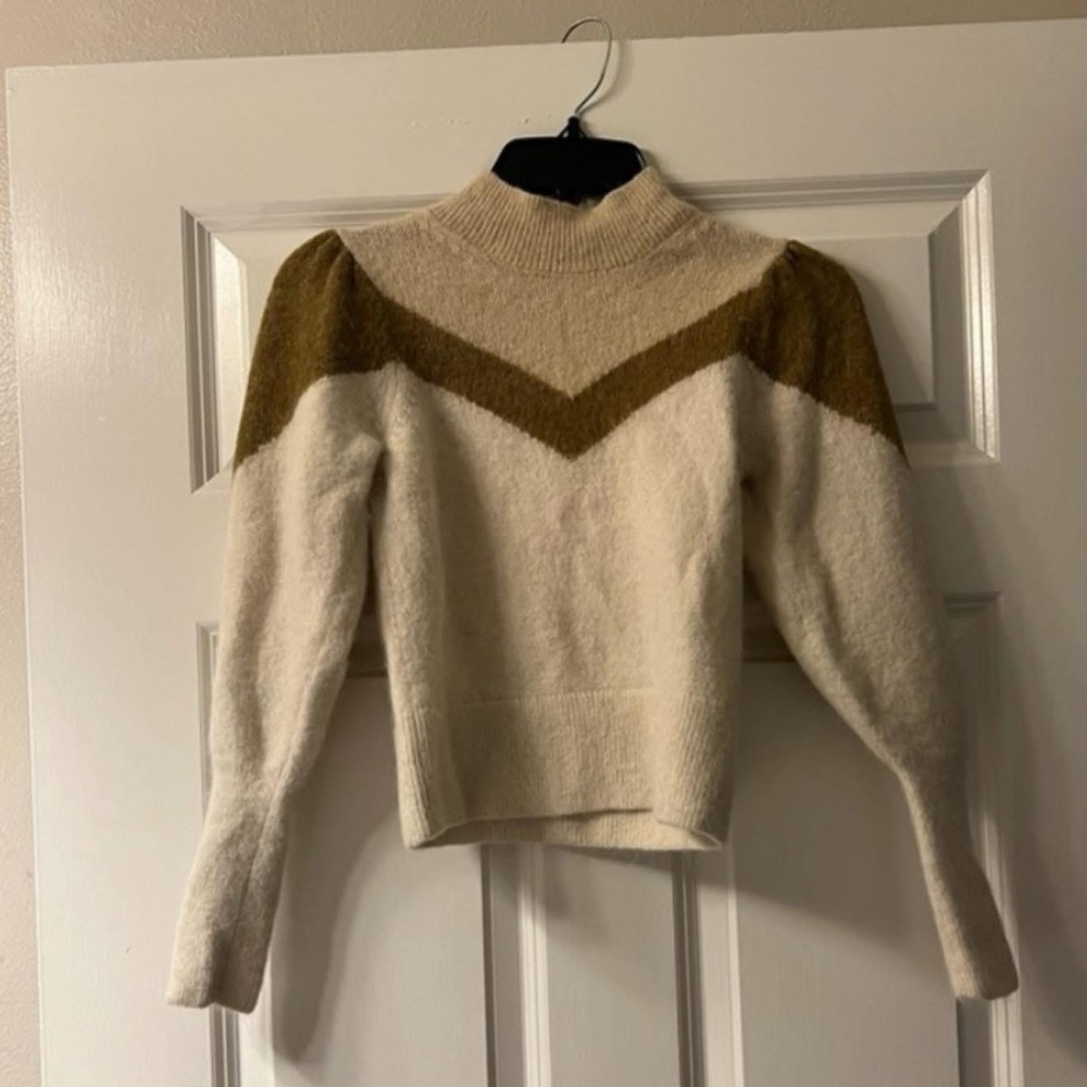 & Other Stories Cream and Tan Chevron Sweater